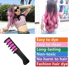 Hair Chalk Comb Temporary Hair Dye For Girls - 6 Colors