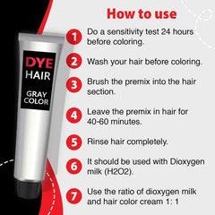 Silvery Gray Hair Dye Cream for All Hair Types