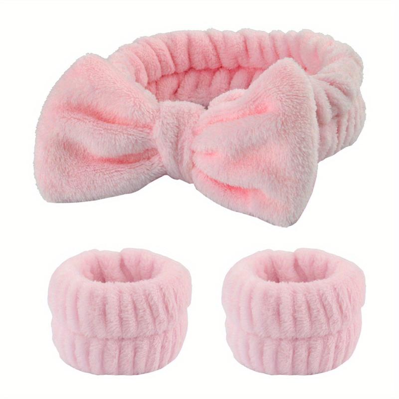 3Pcs Headbands & Wristband Set Microfiber Hairbands Towels For Bath Makeup