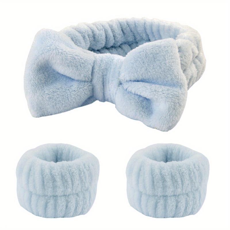 3Pcs Headbands & Wristband Set Microfiber Hairbands Towels For Bath Makeup