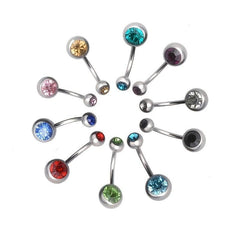 12pcs Colorful Stainless Steel Double Drill Navel Nail Set