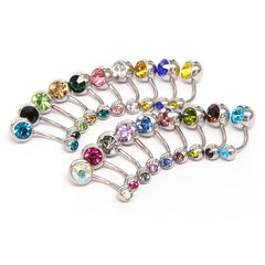 12pcs Colorful Stainless Steel Double Drill Navel Nail Set