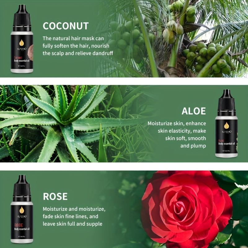 6pcs Halloween Hair Essential Set Lemon Lavender Mint Coconut Aloe Vera Rose