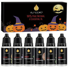 6pcs Halloween Hair Essential Set Lemon Lavender Mint Coconut Aloe Vera Rose