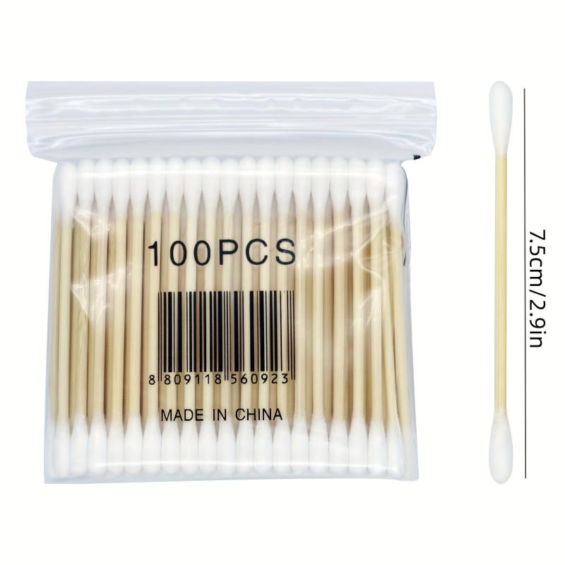 100 Disposable Double Round Tip Cotton Swabs for Ear Nose Clean
