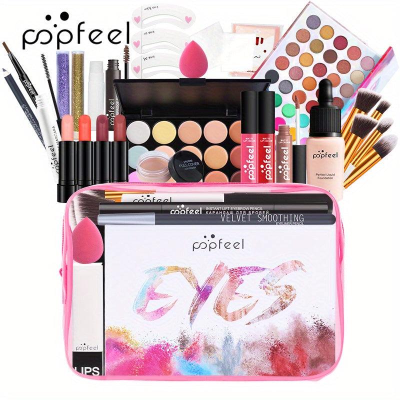 Women's Makeup Set: Eyeshadow, Eyebrow Pencil, Lip Gloss, Lipstick, Lip Balm