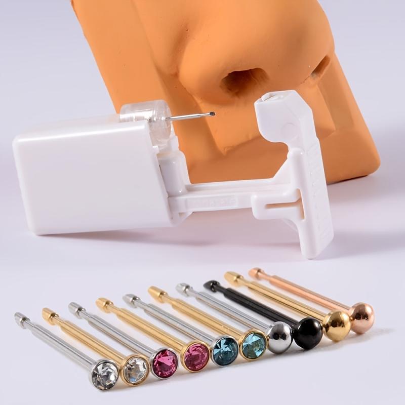 Portable Ear and Nose Piercing Kit with Studs and Tool