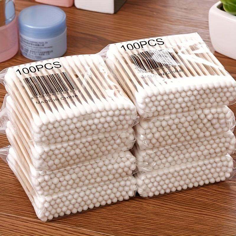 100pcs Double Headed Swabs for Makeup Removal and Ear Cleaning