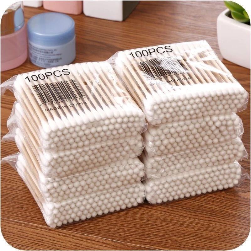 100pcs Double Headed Swabs for Makeup Removal and Ear Cleaning