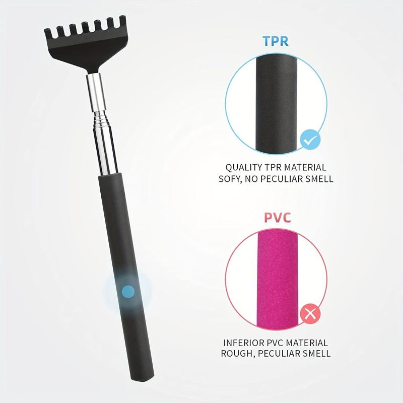 Telescoping Back Scratcher with Soft Rubber Handles - Portable Massager