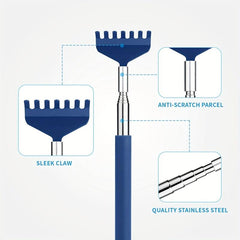 Telescoping Back Scratcher with Soft Rubber Handles - Portable Massager