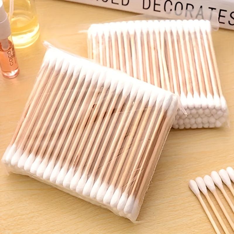 Disposable Cotton Swabs Double Round Tip Wooden Stick 100-1000pcs