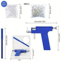 Ear Piercing Gun Tool Set 98pcs Ear Studs Steel Safety Pierce Tool