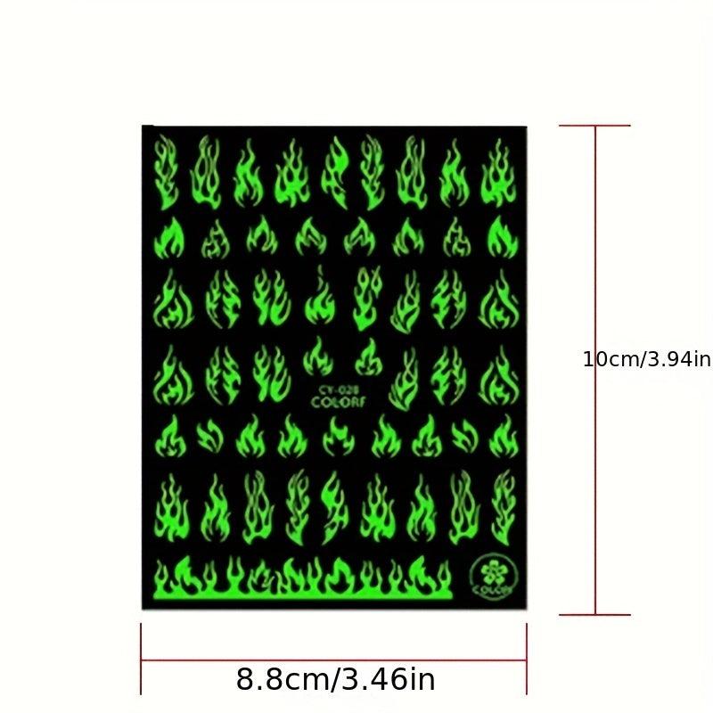 3D Self Adhesive Nail Decals Butterfly Flowers Flame Hearts Nail Art Decoration