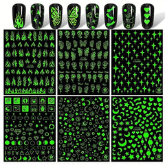 3D Self Adhesive Nail Decals Butterfly Flowers Flame Hearts Nail Art Decoration