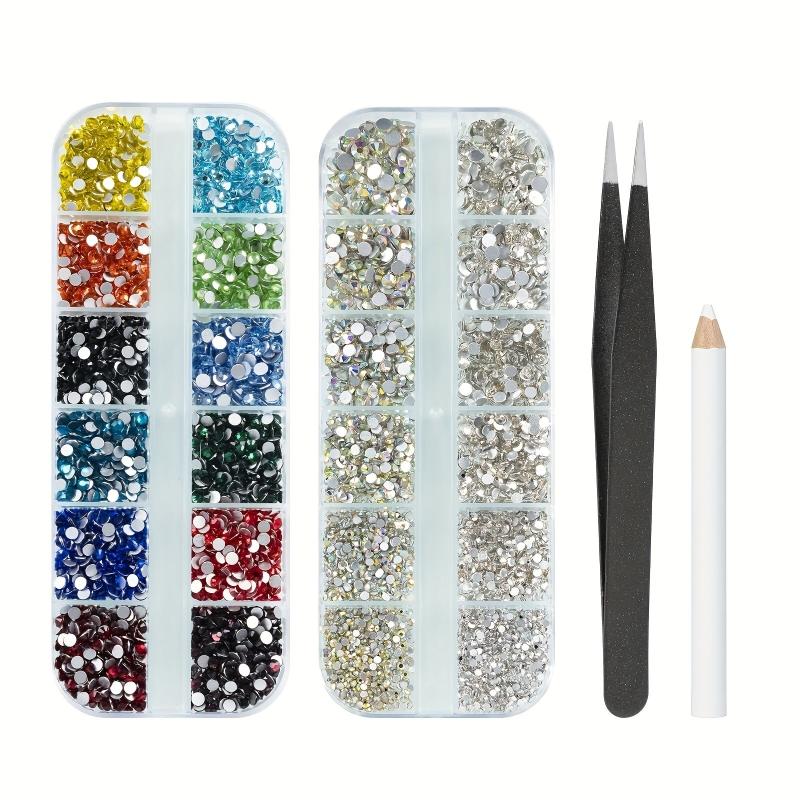5280 Pcs Nail Art Rhinestones with Tweezers and Drill Pen Clear Colorful
