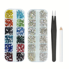 5280 Pcs Nail Art Rhinestones with Tweezers and Drill Pen Clear Colorful