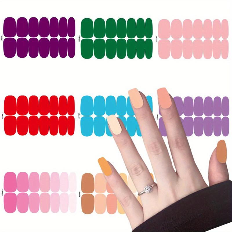 8 Sheets Nail Polish Sticker Self Adhesive Gel Nail For DIY Solid