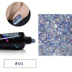 12 Colors Glitter Nail Extensions Gel 15ml No Paper Holder for DIY Nail Art