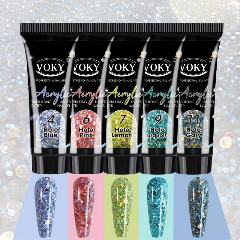 12 Colors Glitter Nail Extensions Gel 15ml No Paper Holder for DIY Nail Art