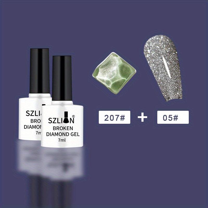 Reflective Glitter Gel Nail Polish Set - Shining Broken Diamond Gel Polish