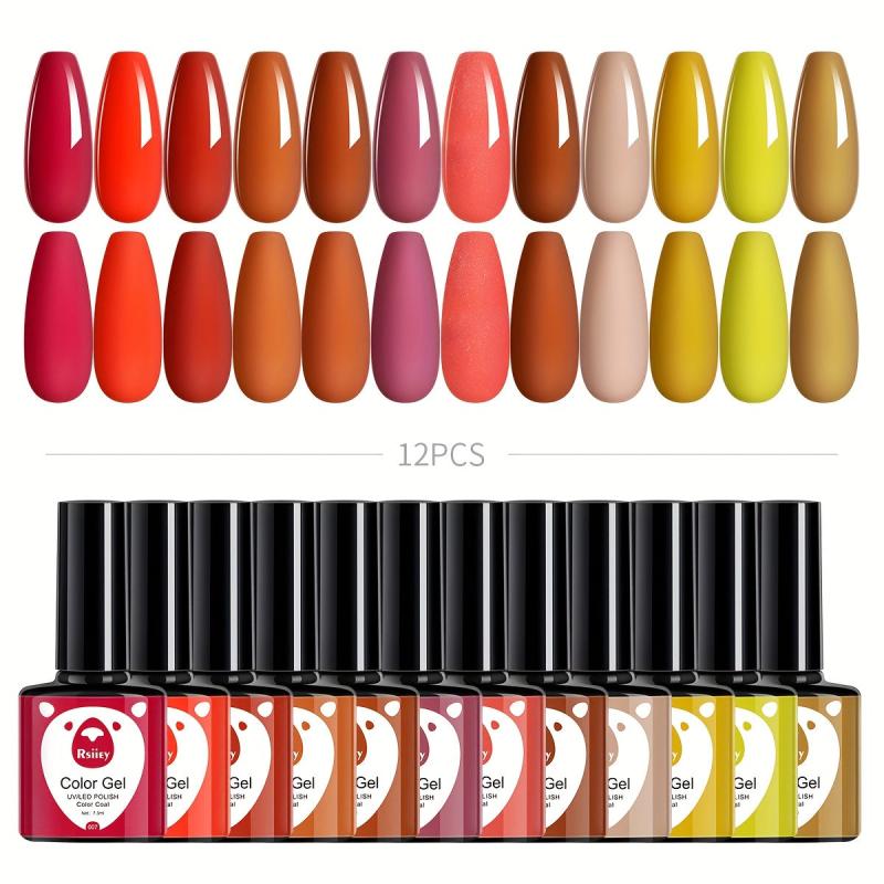 Gel Nail Polish Starter Kit 12 Colors Soak Off No Wipe Nail Gel Polish Set
