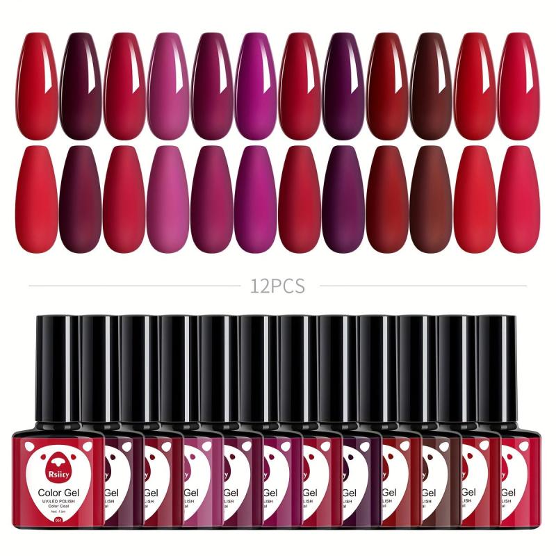 Gel Nail Polish Starter Kit 12 Colors Soak Off No Wipe Nail Gel Polish Set