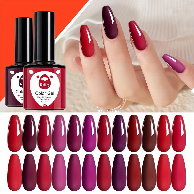Gel Nail Polish Starter Kit 12 Colors Soak Off No Wipe Nail Gel Polish Set