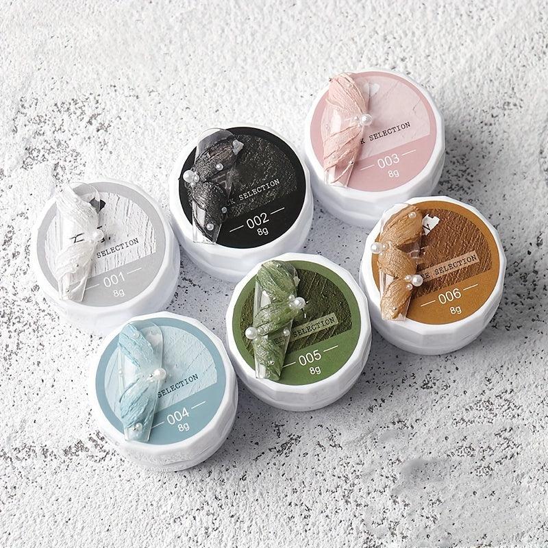 3D Acrylic Nail Art Glitter Powder Glue Enhancement Paint Line Texture Set