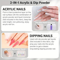 Clear Acrylic Dip Powder for Nail Extension 2-in-1 French Nail Art Manicure