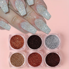 6-Piece Nail Glitter Powder Set for DIY Nail Art