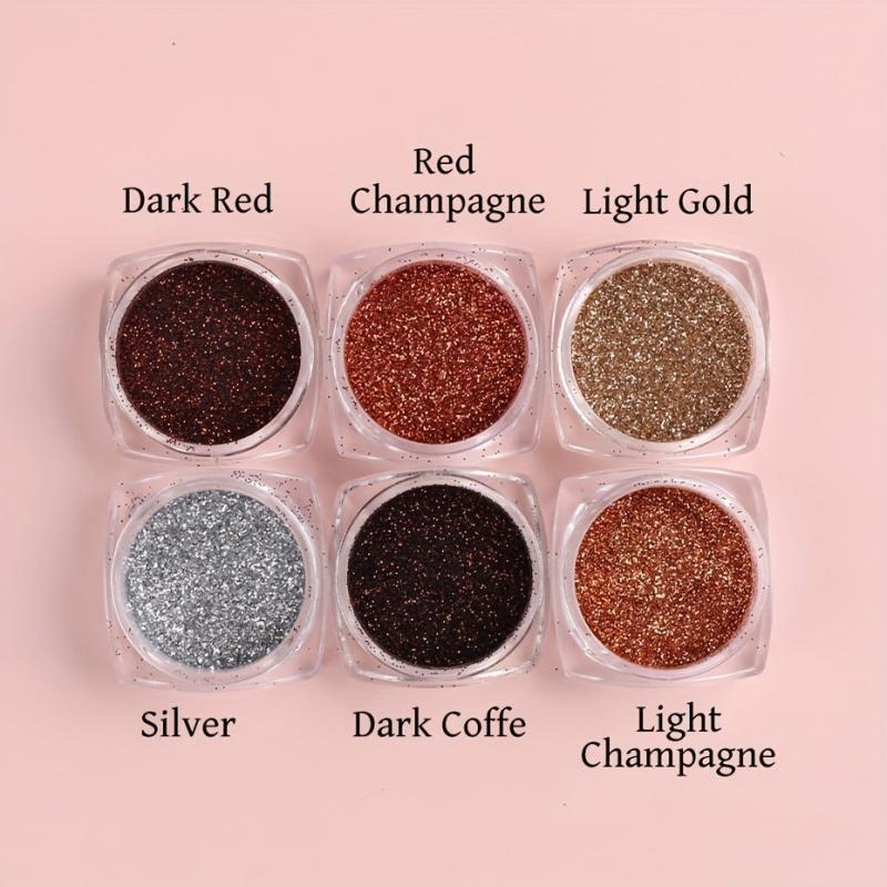 6-Piece Nail Glitter Powder Set for DIY Nail Art