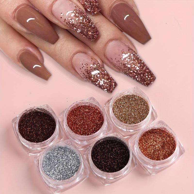 6-Piece Nail Glitter Powder Set for DIY Nail Art