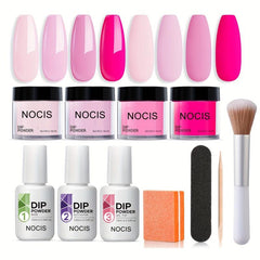 Dip Powder Nail Kit Starter 4 Colors Hot Pink Summer Nude Pink
