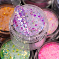 10g Fluorescent Nail Powder Mixed Crystal Dipping Powder with Sequins