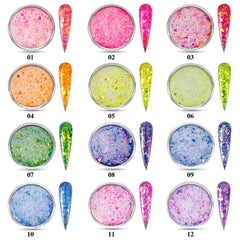 10g Fluorescent Nail Powder Mixed Crystal Dipping Powder with Sequins
