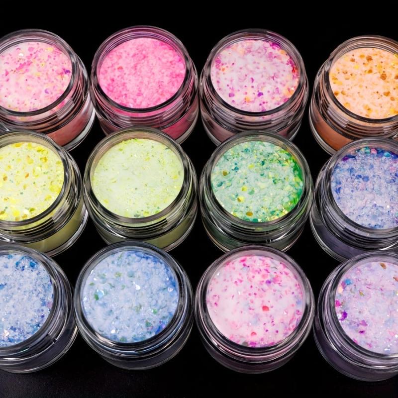 10g Fluorescent Nail Powder Mixed Crystal Dipping Powder with Sequins