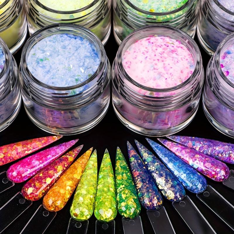 10g Fluorescent Nail Powder Mixed Crystal Dipping Powder with Sequins