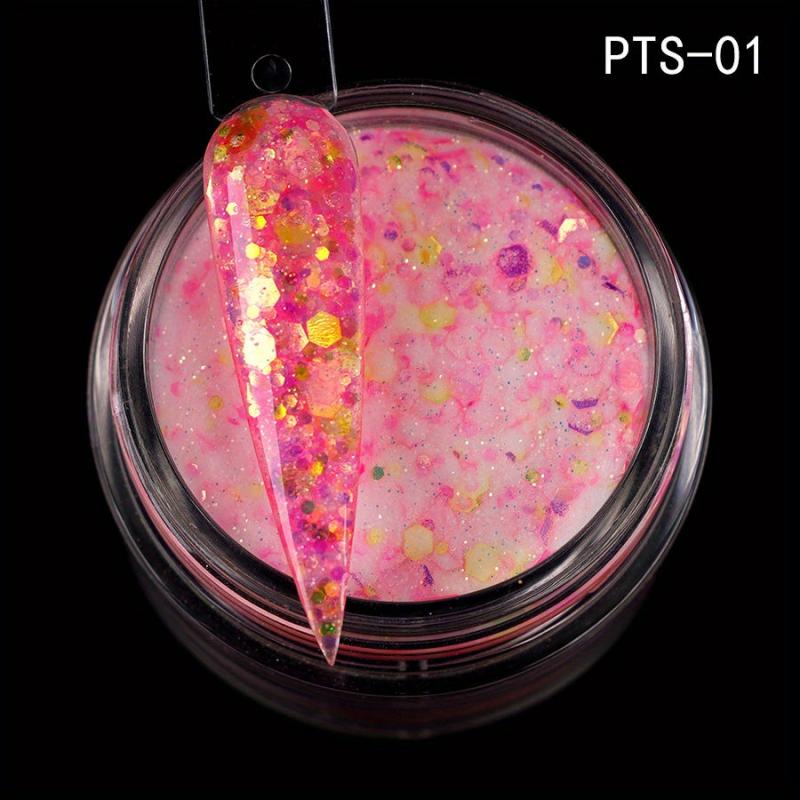 10g Fluorescent Nail Powder Mixed Crystal Dipping Powder with Sequins
