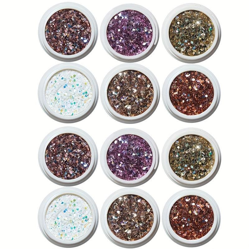6 Cans Holographic Nail Glitter 3D Sparkling Art Supplies