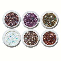 6 Cans Holographic Nail Glitter 3D Sparkling Art Supplies