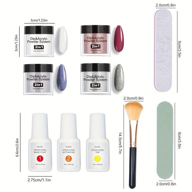 10 Pcs of 5.08 cm 1 Acrylic Powder and Dip Powder Set