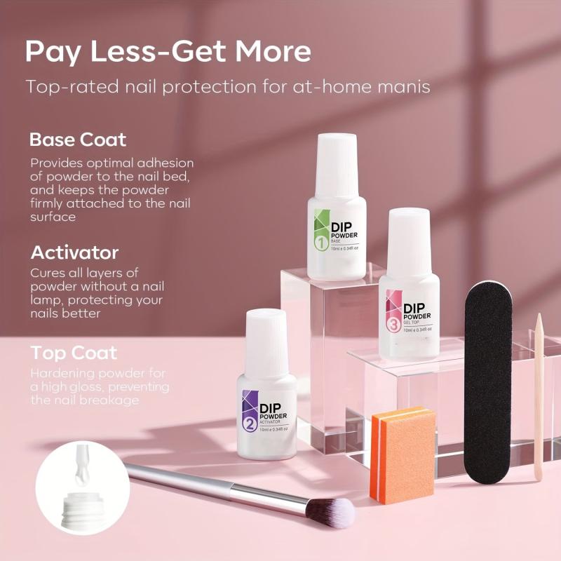 11 Pcs Dip Powder Nail Kit Starter 4 Colors Clear Nude Pink Acrylic Dip Powder
