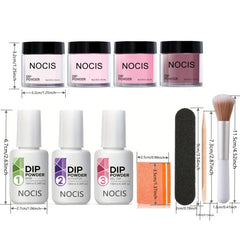 11 Pcs Dip Powder Nail Kit Starter 4 Colors Clear Nude Pink Acrylic Dip Powder