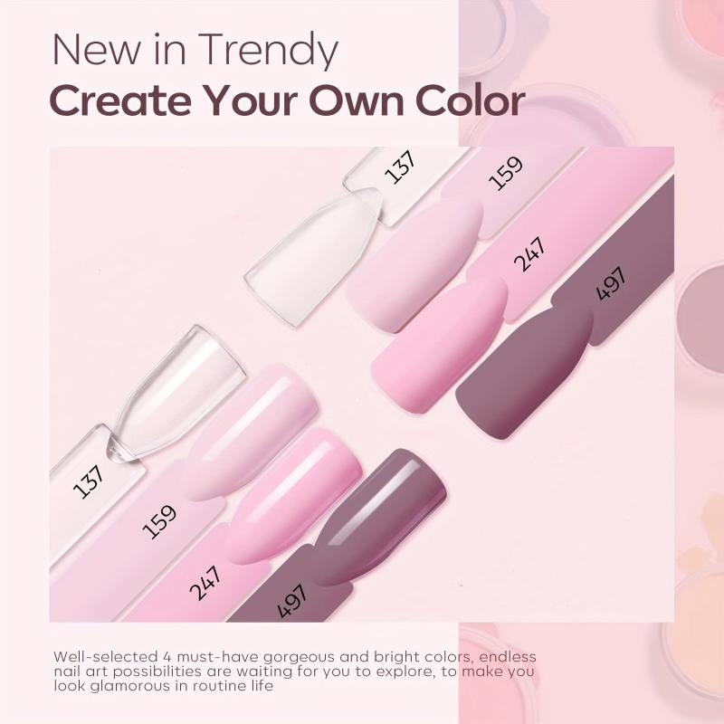 11 Pcs Dip Powder Nail Kit Starter 4 Colors Clear Nude Pink Acrylic Dip Powder