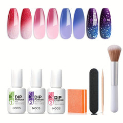 Temperature Changing Dip Powder Nail Kit - 4 Red Glitter Colors