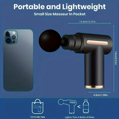 Rechargeable Mini Massage Gun LCD Portable Body Massager 6 Speed 4 Heads