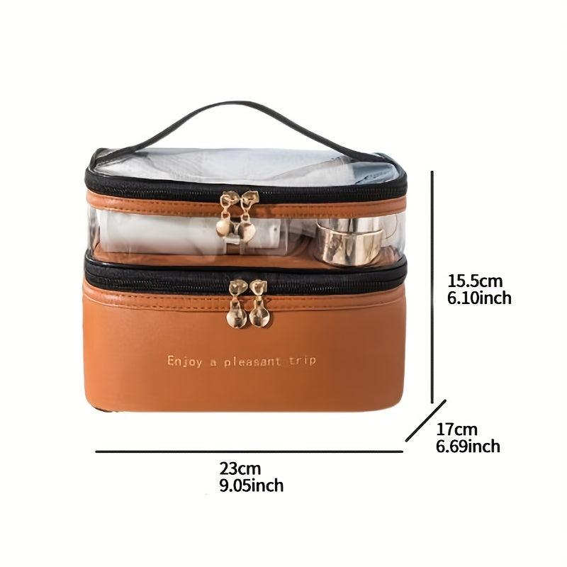 Travel Makeup Bag Double Layer Organizer Large Capacity Water resistant Cosmetic