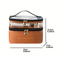 Travel Makeup Bag Double Layer Organizer Large Capacity Water resistant Cosmetic