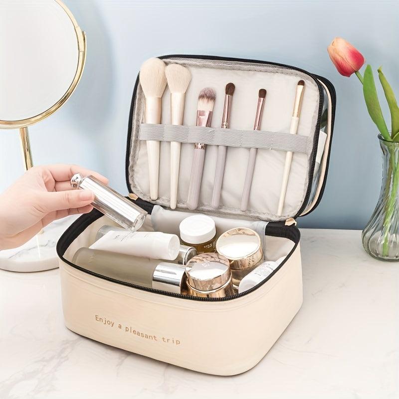 Travel Makeup Bag Double Layer Organizer Large Capacity Water resistant Cosmetic